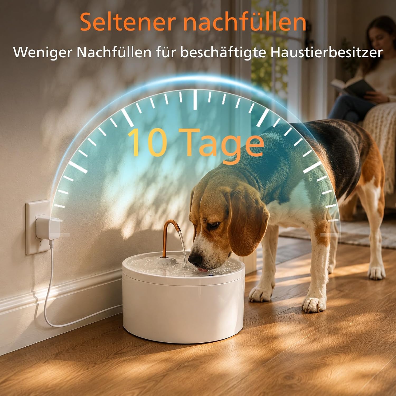 Detalle de MISFANS Keramik Trinkbrunnen für Hunde – 4L, Kupferrohr, leise Pumpe, 135oz, ideal für mehrere Haustiere
