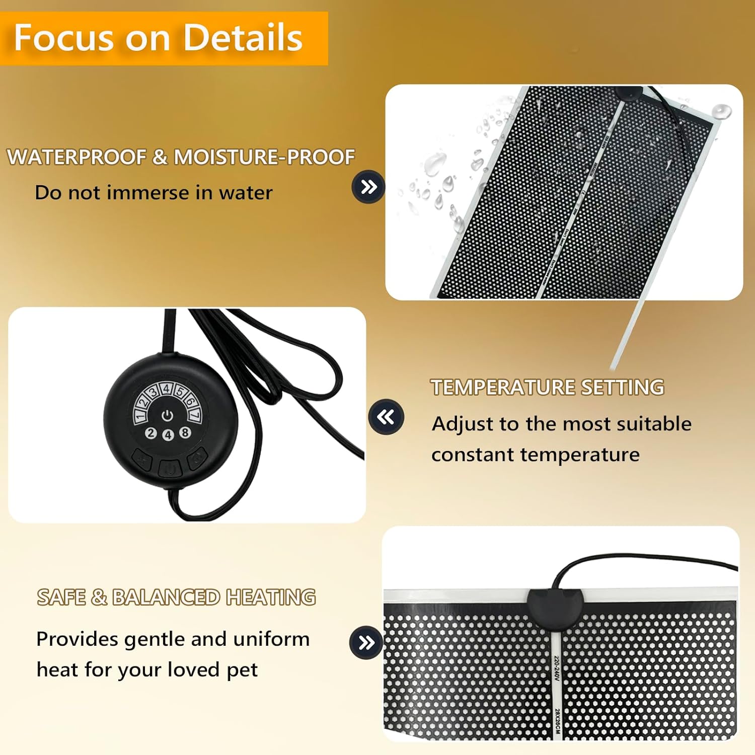 Detalle 2 de FIPASEN Reptile Heat Pad (20W) terrarium heating mat for reptiles & amphibians