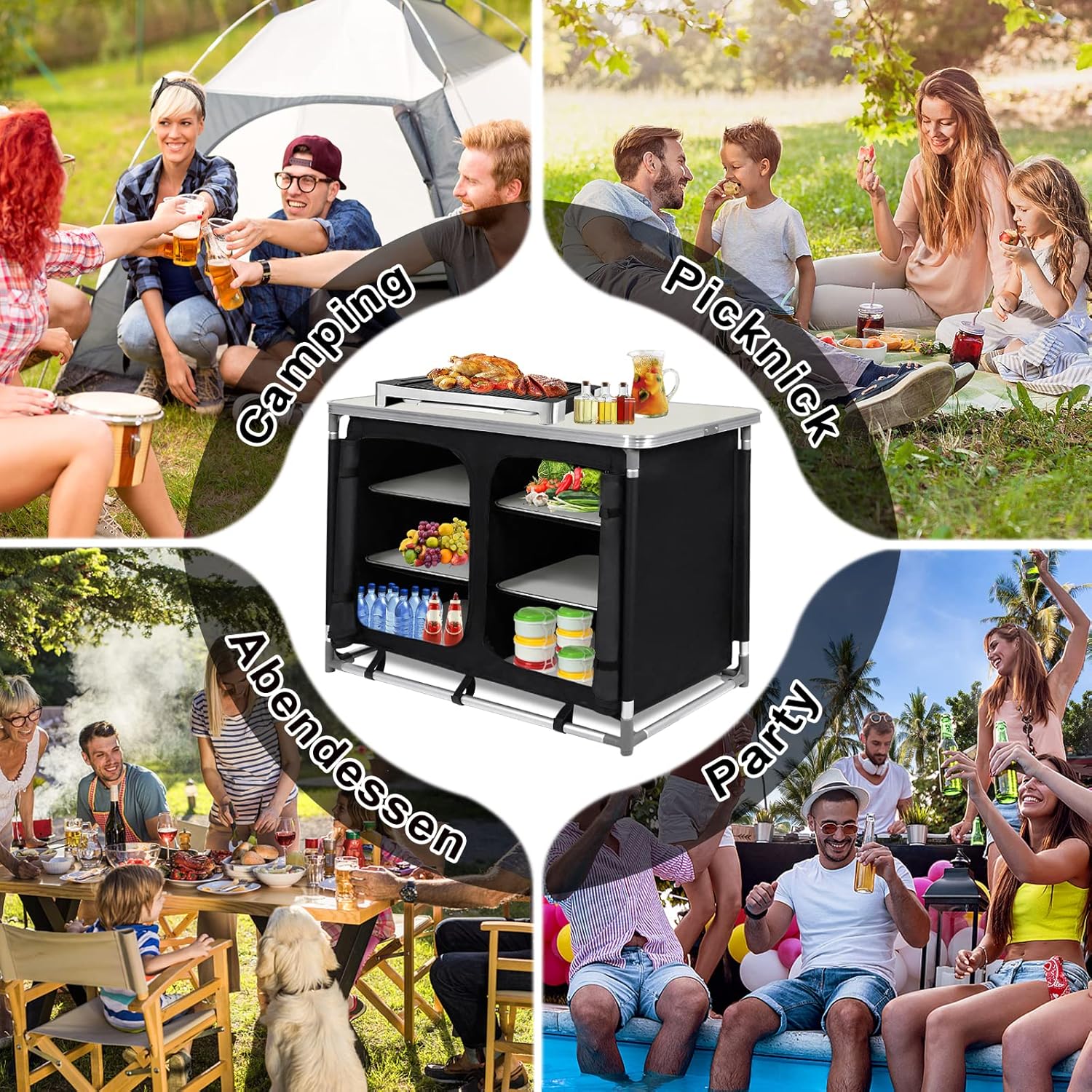 Thumbnail 2 de Froadp Campingküche faltbarer Schrank 100x50x80