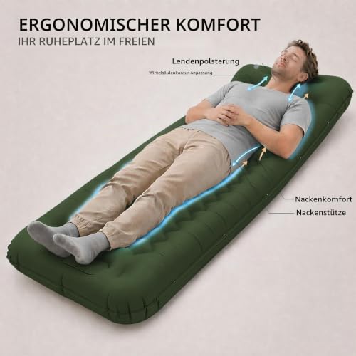 Thumbnail 1 de BLUEVER Aufblasbare Schlafmatte Extra Breit mit Fußpumpe – komfortable Campingmatte