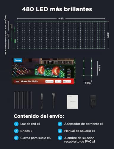Thumbnail 8 de Govee RGBIC Net Lights 480 LEDs for bushes 🌳