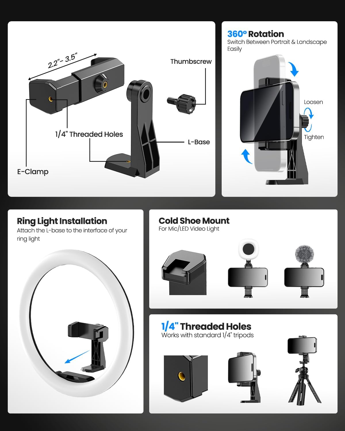 Thumbnail 6 de UBeesize 12" Ring Light with Phone Holder for Streaming