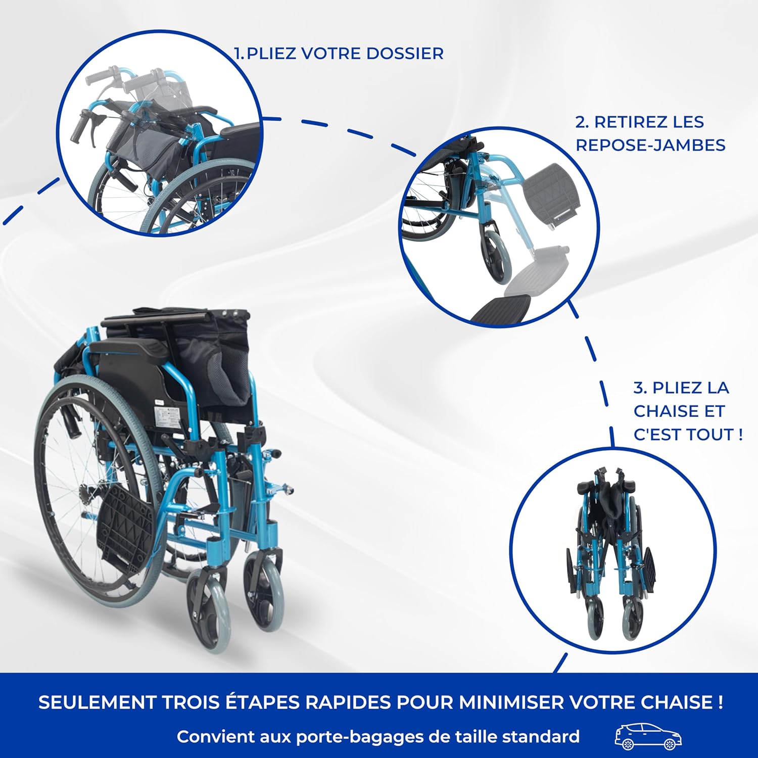 Thumbnail 2 de Mobiclinic®, Bolonia – Fauteuil roulant pliant et léger en aluminium, dossier divisible