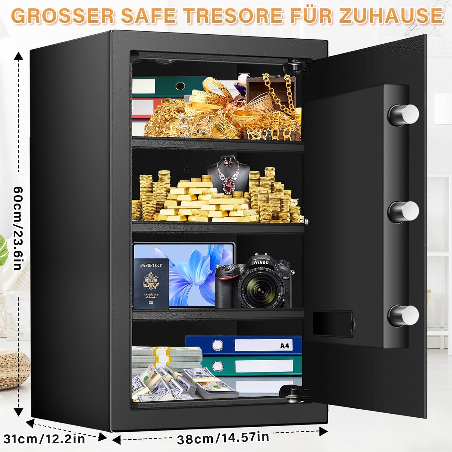 Detalle 2 de 80L Großer Safe Tresor Feuerfest