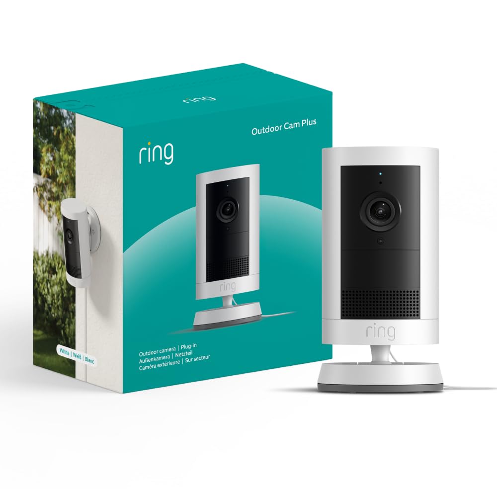 Detalle de Ring Außenkamera Plus Netzstecker – 2K-Weitwinkel, kabellose Überwachung mit Steckernetzteil
