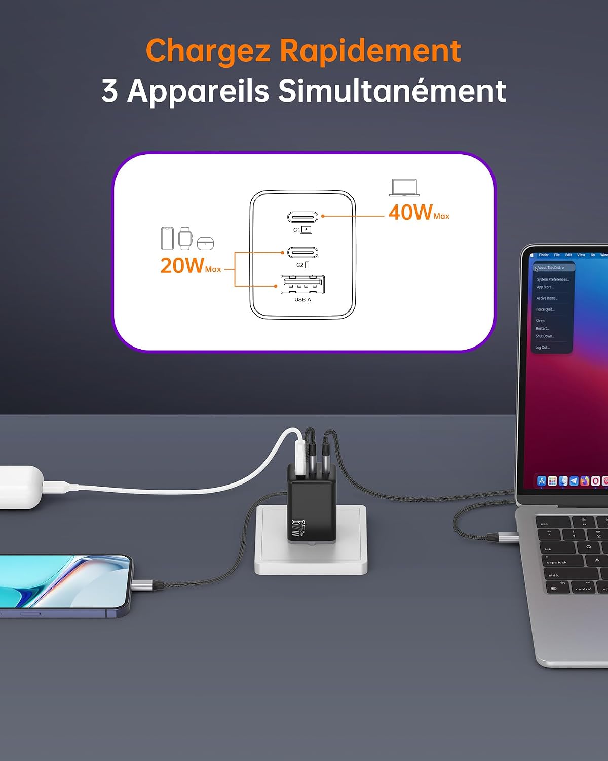 Detalle 2 de NOVOO Cargador 67W USB-C GaN III