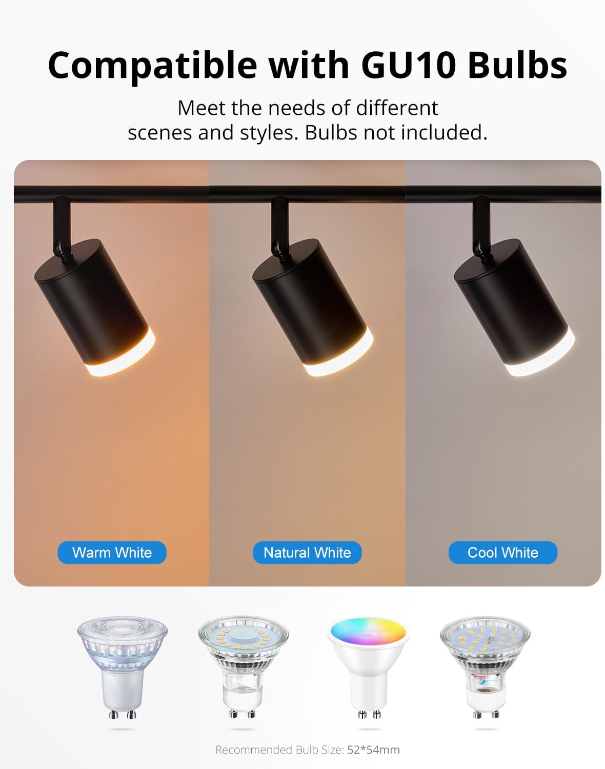 Thumbnail 3 de Gr4tec LED Ceiling Spotlight 4 Way – Modern, Rotatable GU10 Bar in Matte Black
