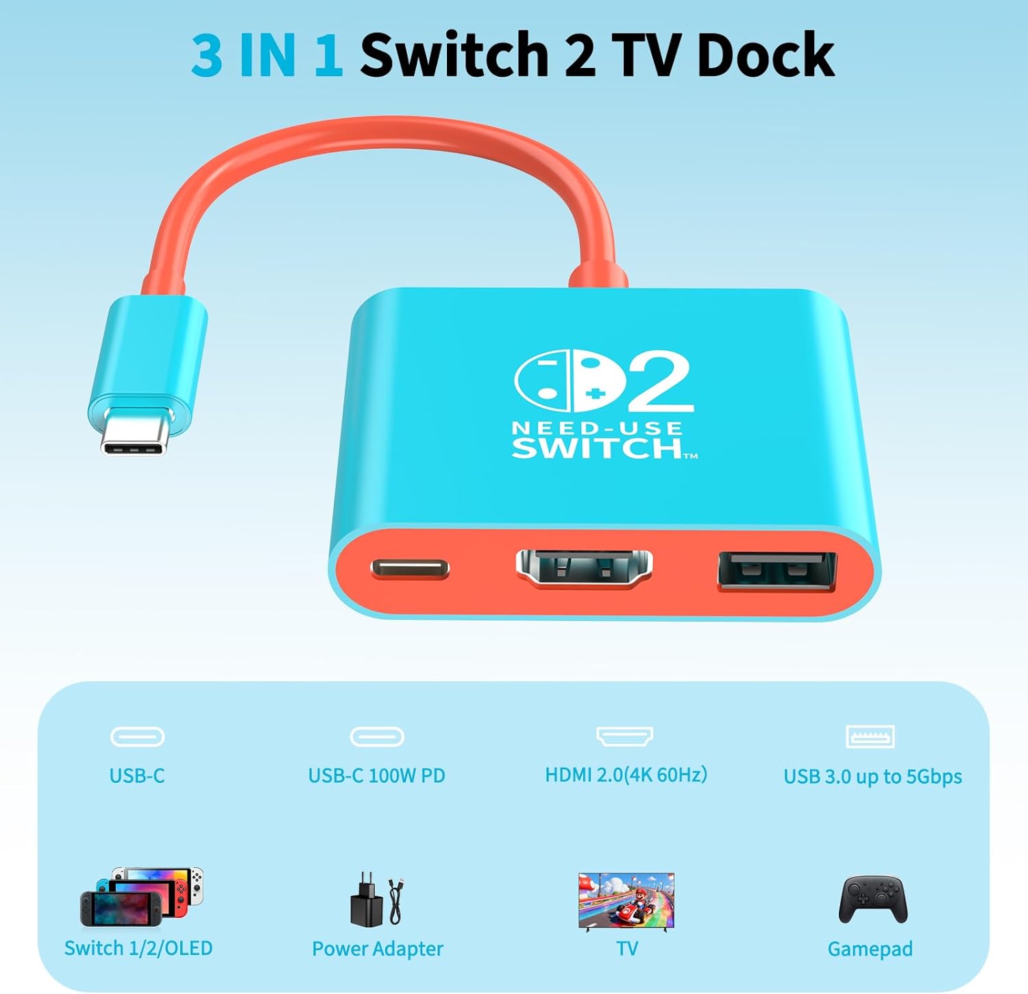 Thumbnail 1 de Reddening Switch 2 Dock 4K/60Hz 100W