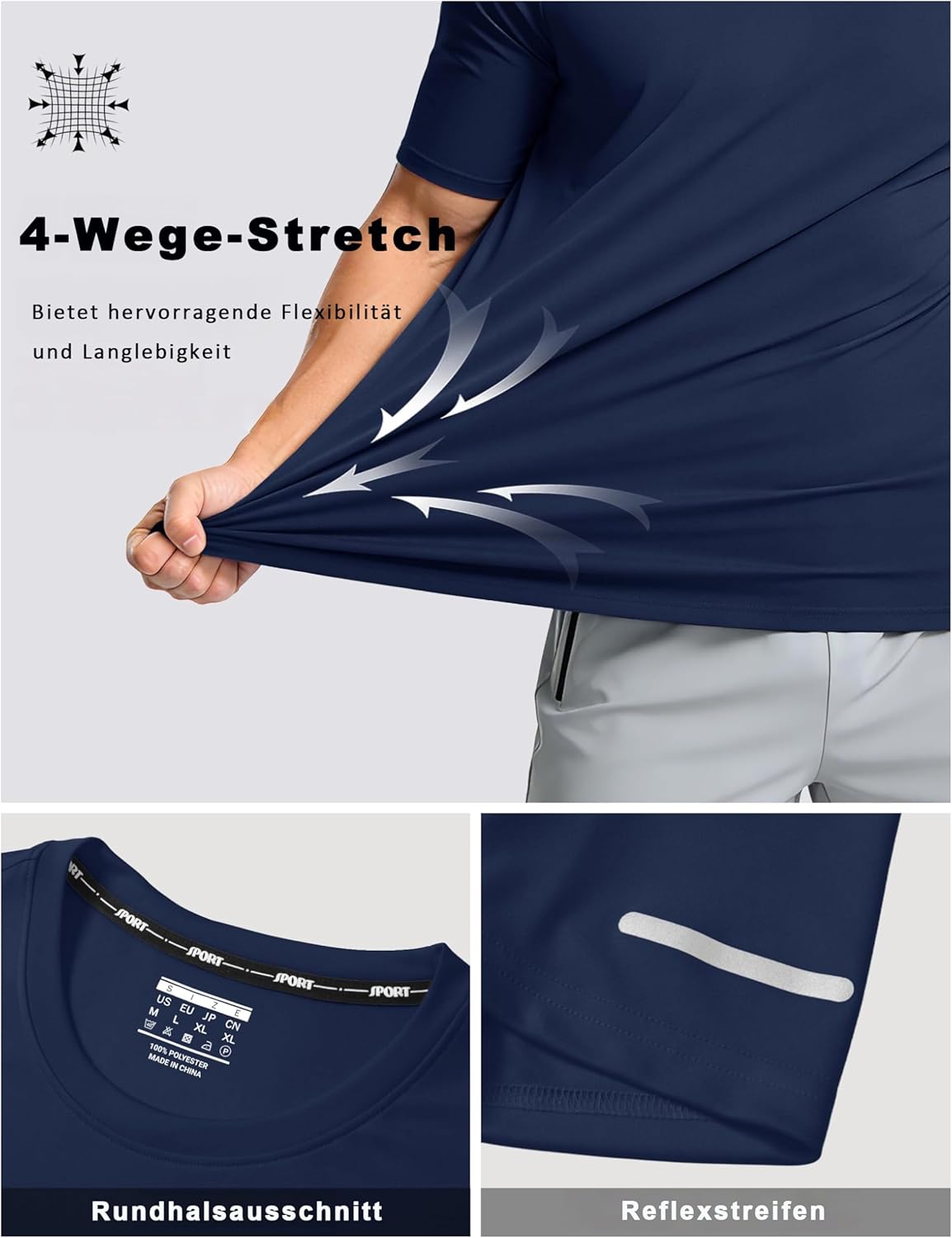 Thumbnail 4 de MAGCOMSEN Herren UV-Sportshirt UPF 50+ mit Kurzarm und Reflexstreifen