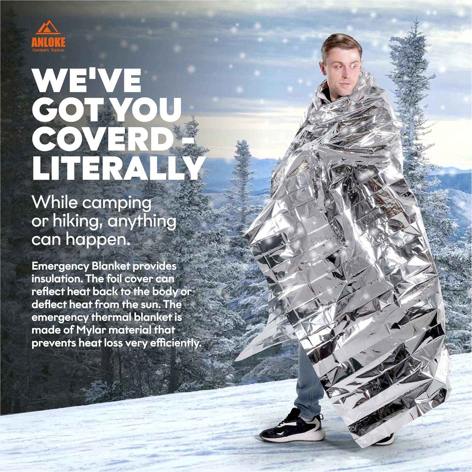 Thumbnail 3 de ANLOKE Emergency Mylar Thermal Blankets (10-Pack), 82 × 64 in Survival Blankets