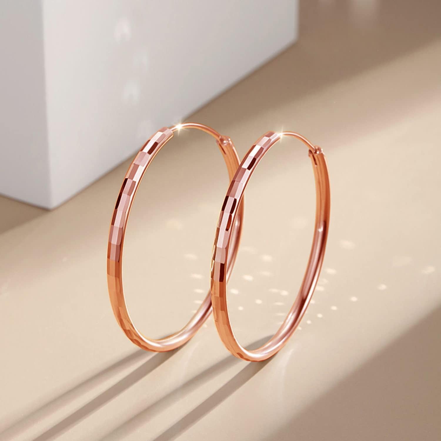 Detalle de Zolkamery 925er Sterling Silber Creolen Groß 45 mm – Damenohrringe rund, allergiefrei
