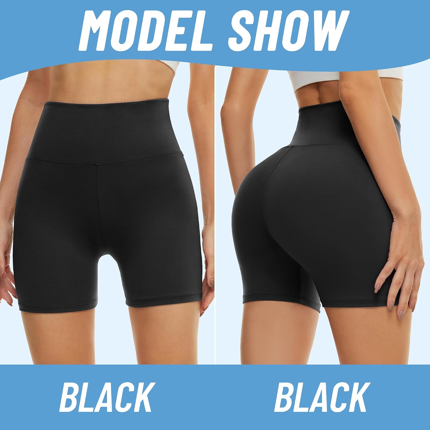 Thumbnail 1 de AMIYOYO Cycling Shorts Women 2 Pack: High Waisted Anti-Chafe Biker Shorts