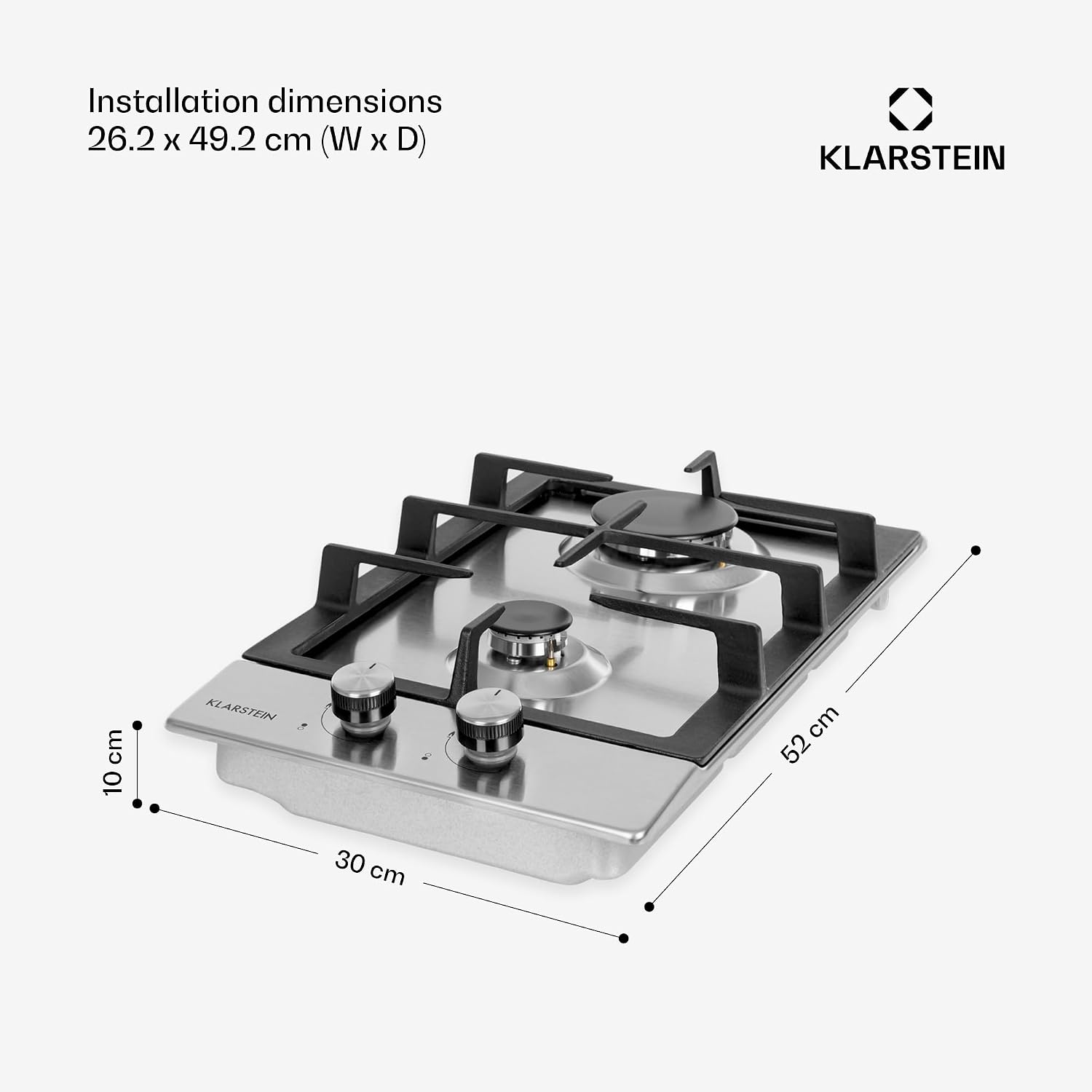 Thumbnail 6 de Klarstein DSM-90400-gnit 2-Burner Built-In Gas Hob, 4 kW, Stainless Steel