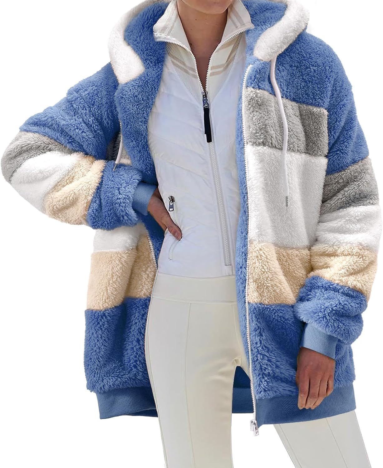 Detalle de CMTOP Felpa Donna con Cappuccio in Pile Teddy
