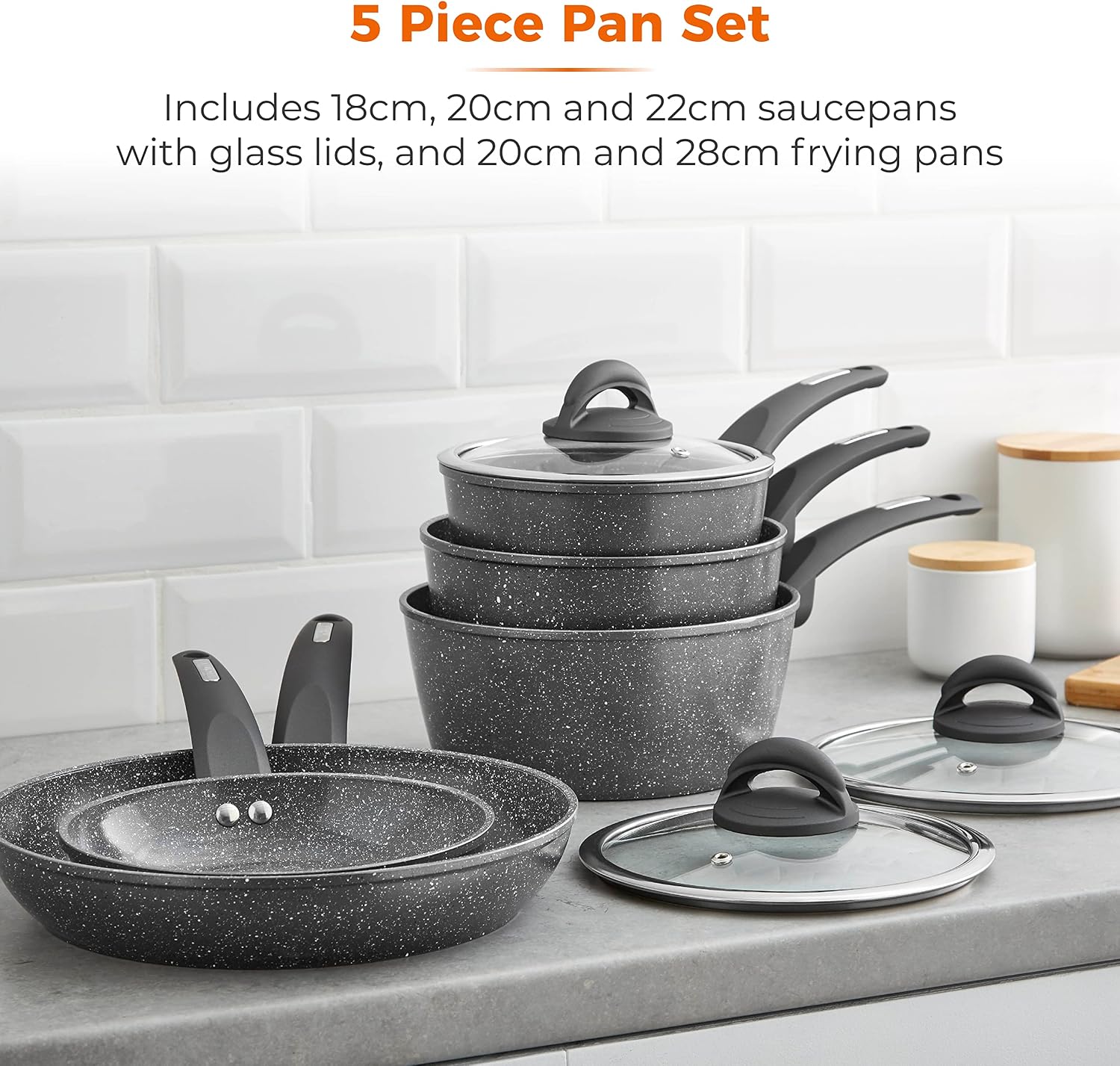 Detalle de Tower Cerastone T81276 5-piece pan set