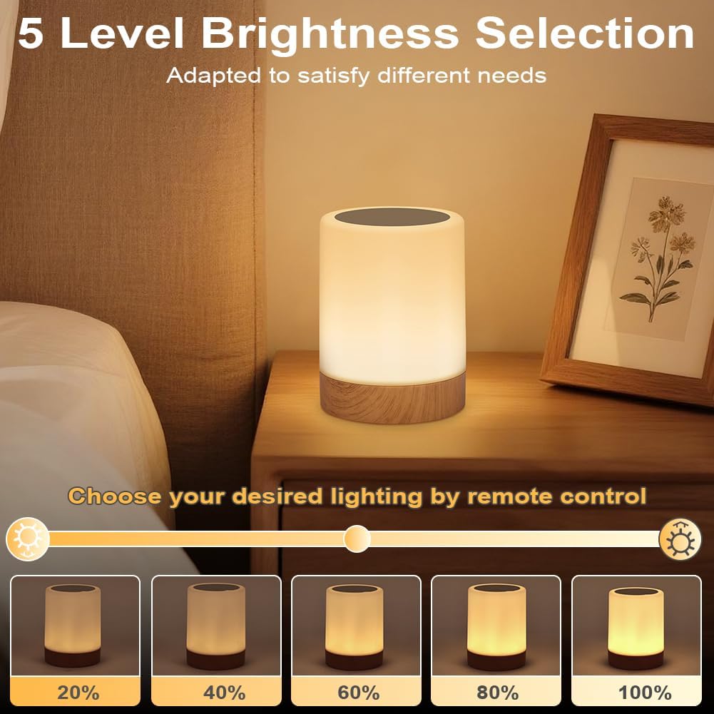 Thumbnail 3 de Adiwo Lampada da Comodino LED Colorata: lampada notturna ricaricabile con 13 colori, 5 livelli di luminosità, controllo touch e telecomando
