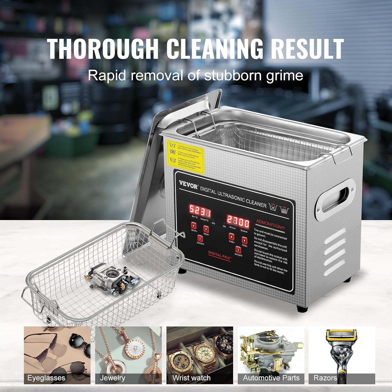 Thumbnail 4 de VEVOR 3L Ultrasonic Cleaner with 40kHz Cleaning and Heated SUS304 Tank