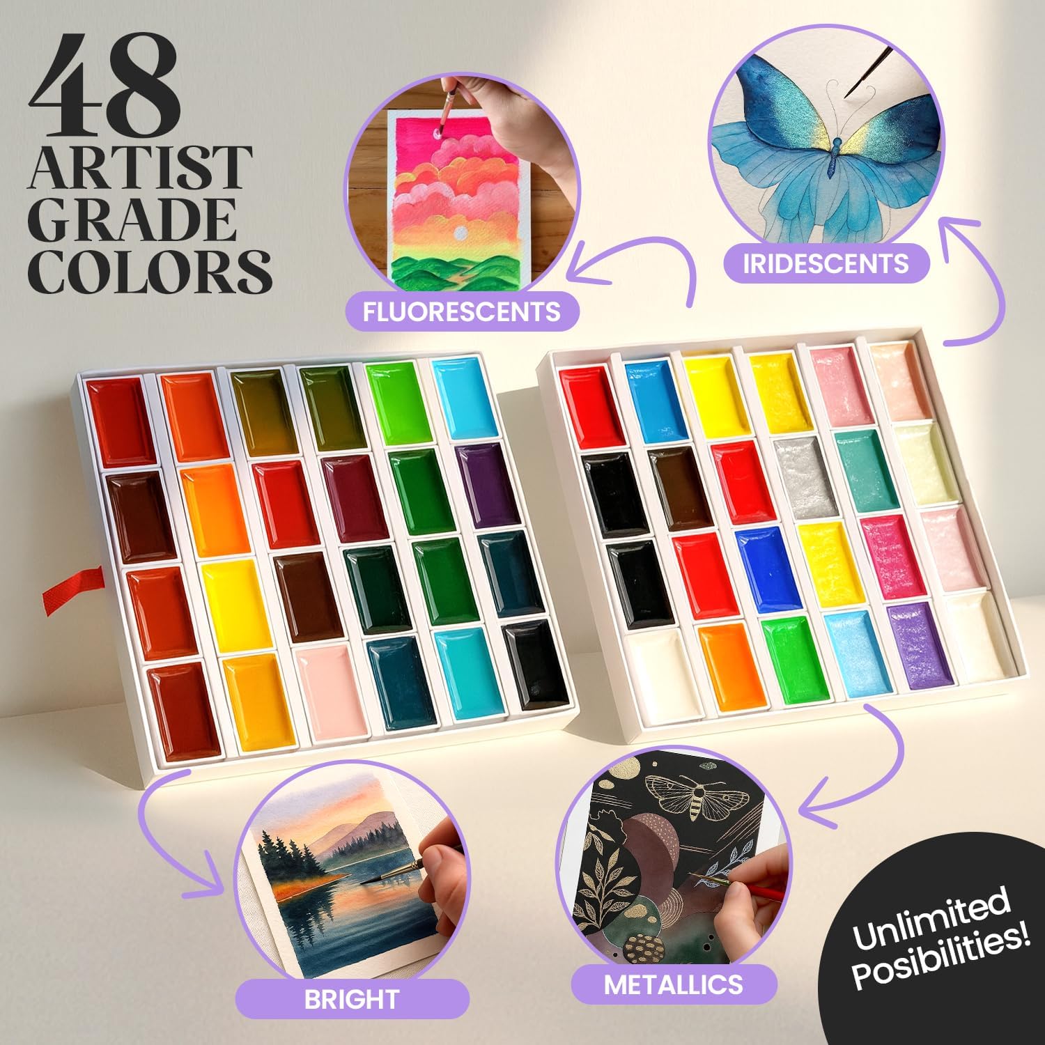 Detalle de Chalkola Watercolour Paint Set 48 colours