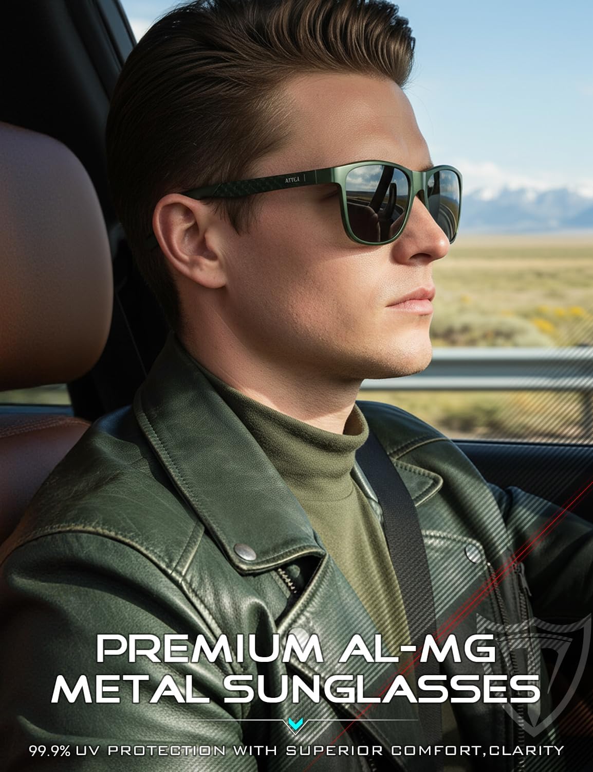 Detalle de ATTCL Herren-Sonnenbrille polarisiert für Autofahren mit UV400-Schutz, leichter AL-MG Rahmen & verspiegelter Scheibe