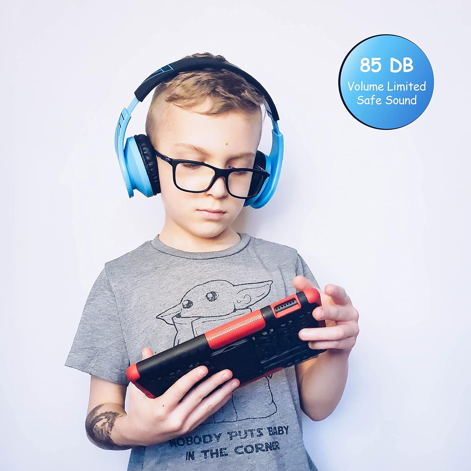 Detalle 1 de PowerLocus P2 Kids’ Bluetooth Headphones, Foldable Over-Ear, 85 dB Limit
