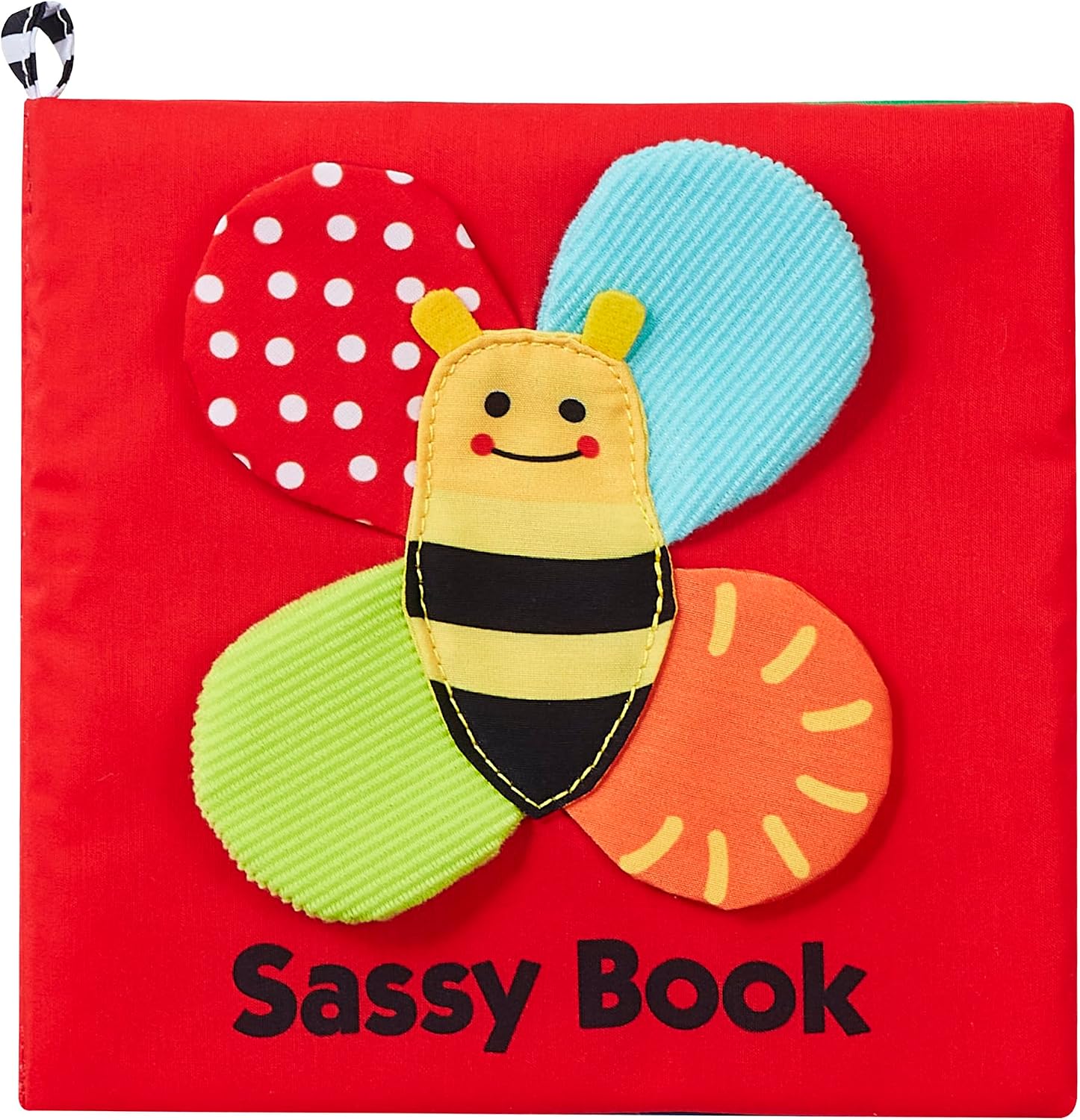 SASSY TYSA80962 ふかふか仕掛け布絵本 みつばち｜白黒模様と音の仕掛け、ストラップ付き