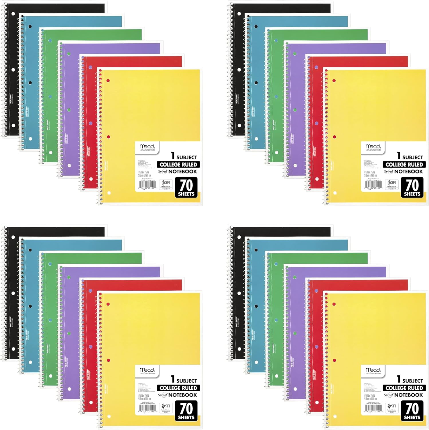 Thumbnail 6 de Mead Spiral Notebook, 1 Subject, 70 Sheets per Notebook, 6-Pack (73065)