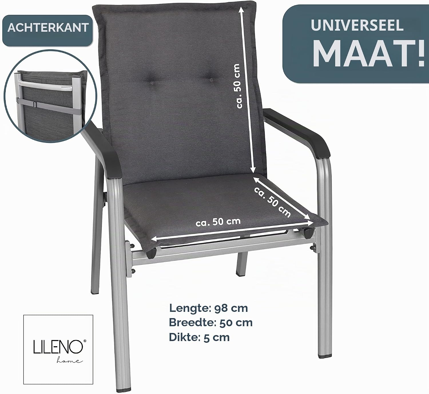 Detalle de LILENO HOME Tami tuinstoelkussens, set van 2 voor stoelen met lage rugleuning