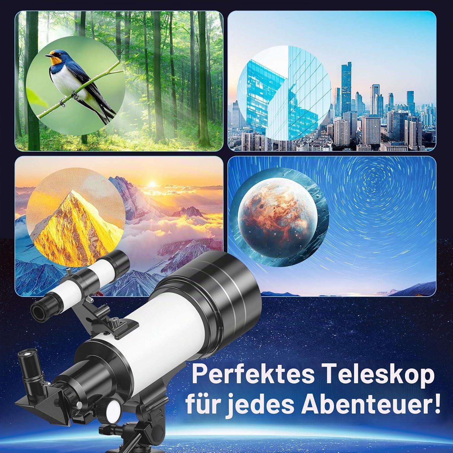 Detalle 2 de Astronomisches Teleskop Refraktor 70/300 mm von Xyvolve – ideal für Anfänger