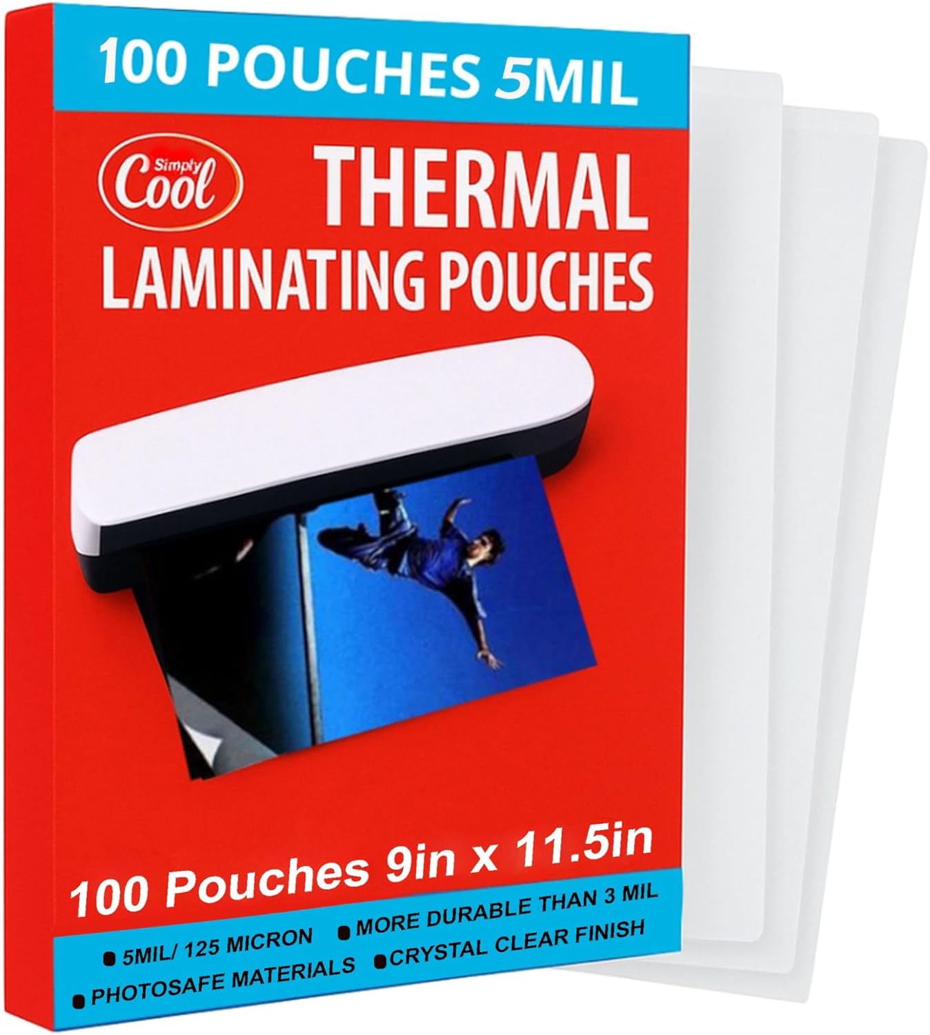 Detalle de Simply Cool 5 Mil Thermal Laminating Pouches, 100 Count, 9 x 11.5-Inch
