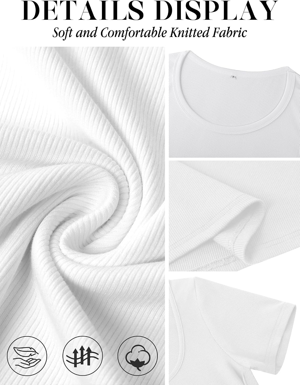 Detalle 1 de Women’s ribbed tee top with round neck