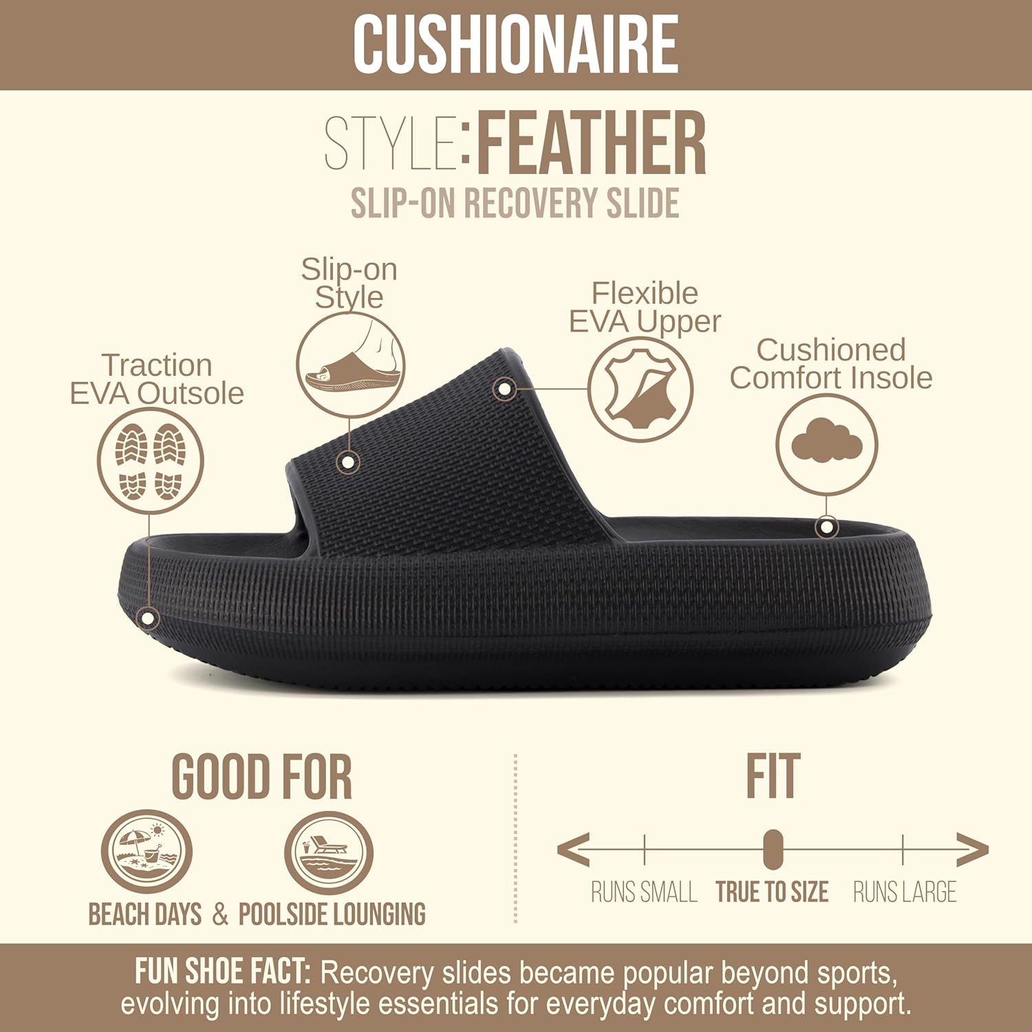 Thumbnail 3 de CUSHIONAIRE Feather EVA Slides 1 Pair 👡