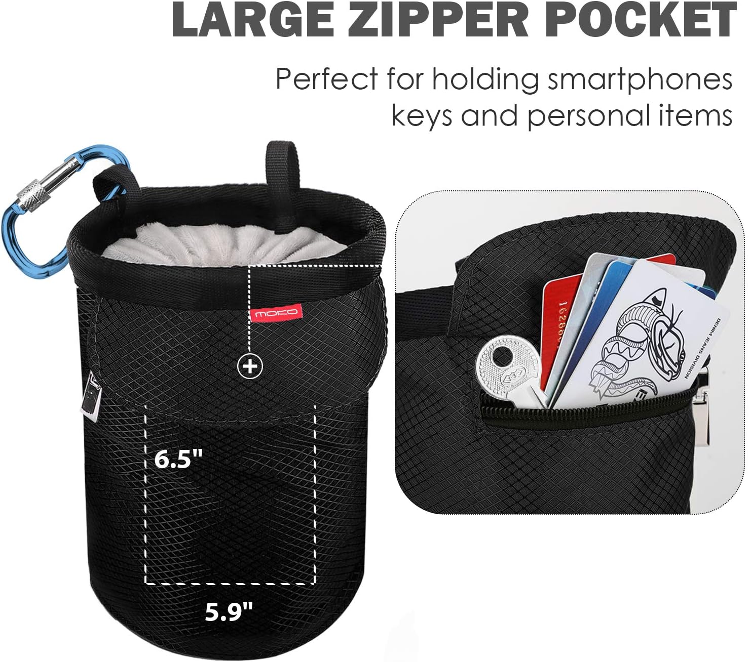 Detalle de MoKo Chalk Bag: Drawstring Rock Climbing Chalk Bag for Bouldering