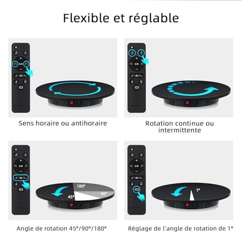 Detalle de Mcbazel Plateau Tournant Électrique 42 cm — Rotation 360° et Télécommande pour Bijoux, Montres et Produits
