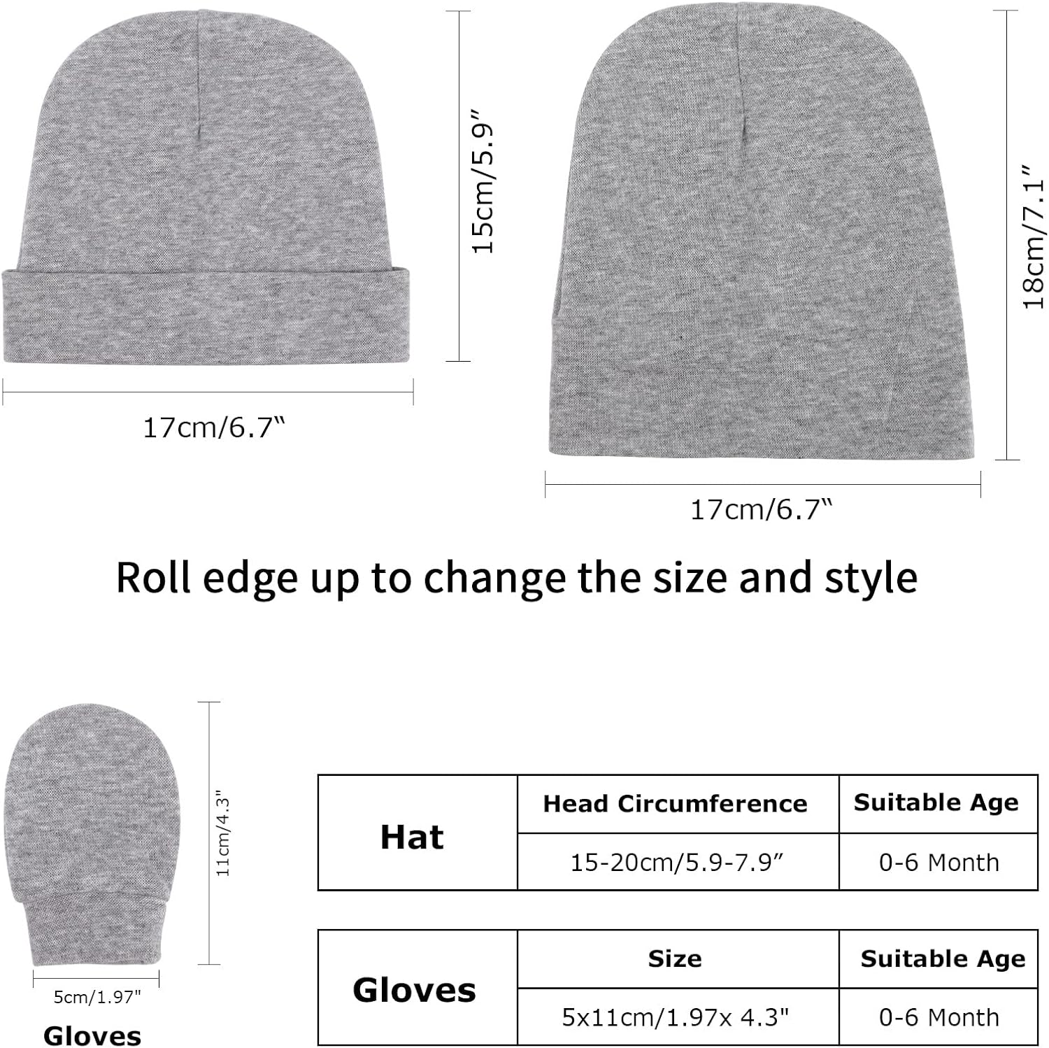 Thumbnail 1 de DRESHOW Newborn Beanie Hat and Gloves 0-6m