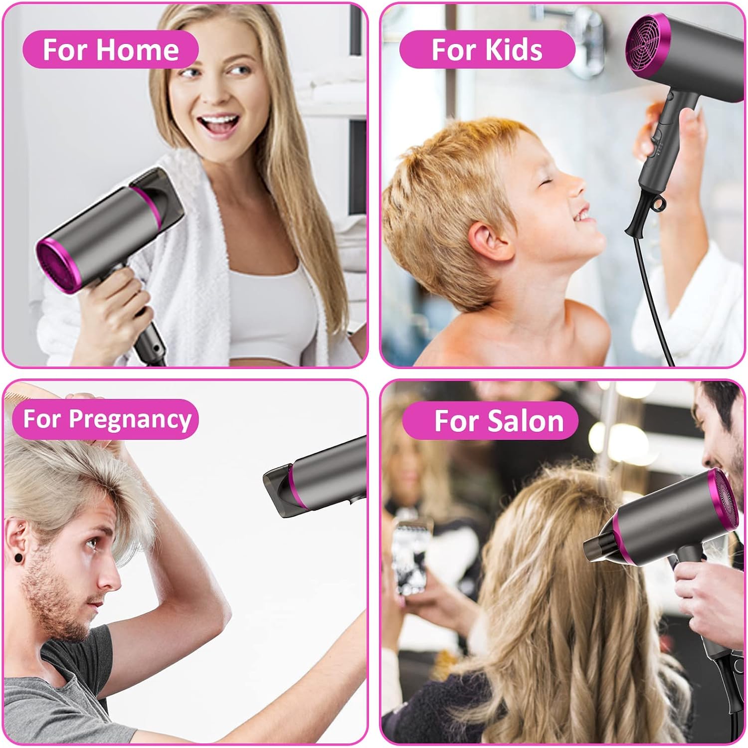 Thumbnail 5 de Travel Hair Dryer with Diffuser: Lightweight, Low-Noise Professional Blow Dryer for Curly Hair