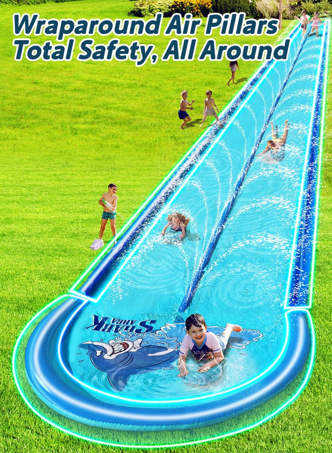 Detalle de Slip and Water Slide for Kids and Adults Backyard with Extra-Large Guard Rails & Dual Sprayers