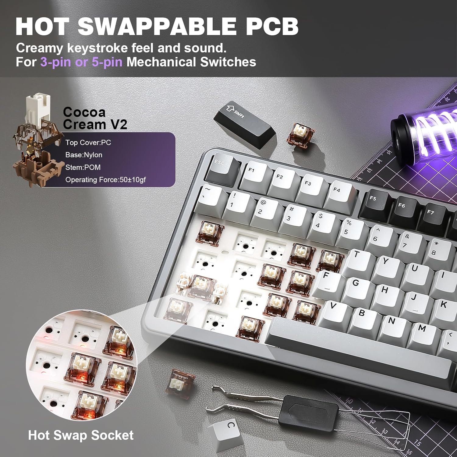 Thumbnail 4 de YUNZII B75 PRO Wireless Mechanical Keyboard (75% with Knob, Hot-Swap, Tri-Mode)