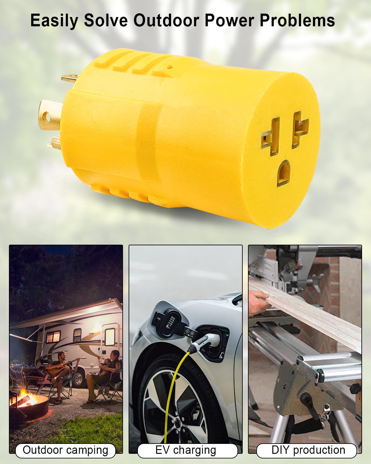 Thumbnail 3 de QAGGUM NEMA L14-30P 発電機用変換アダプター 4プロング、30A・250V、イエロー