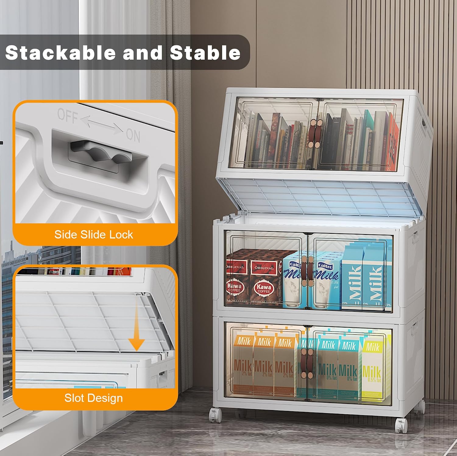 Thumbnail 4 de UAMFURI 156QT Stackable Storage Bins with Lid — Large Capacity, Mobile & Collapsible