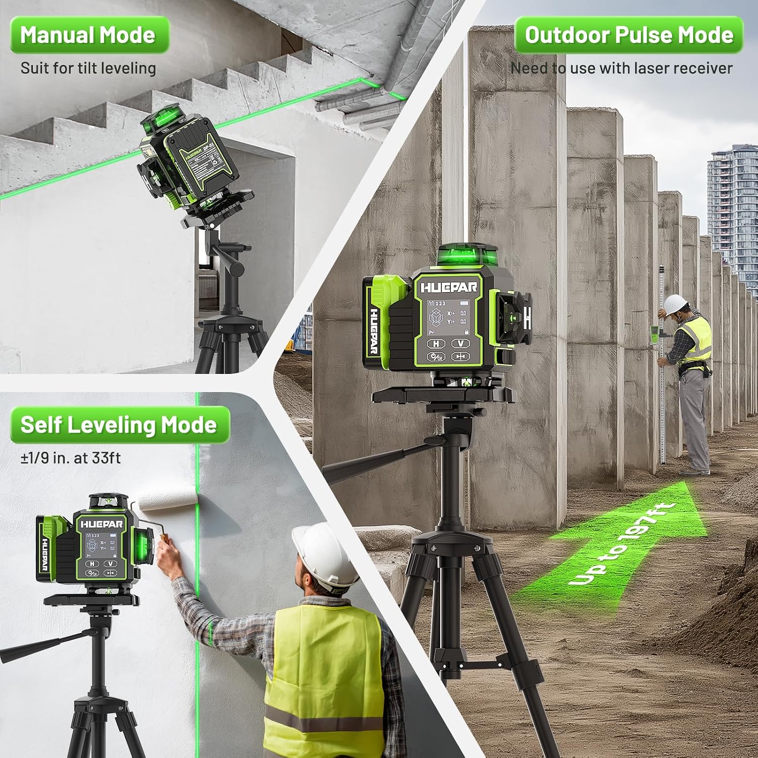Detalle 2 de Huepar W04CG Livella laser 4D 360°