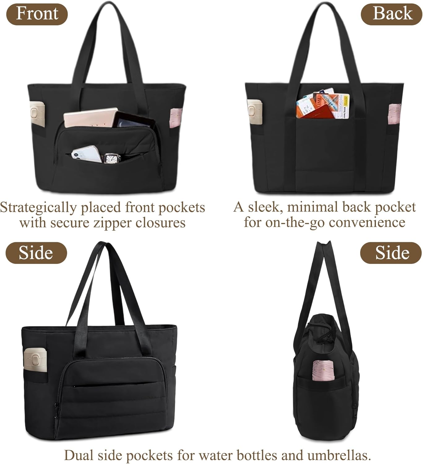 Thumbnail 5 de Mabecol grand shopper imperméable pour femme avec poche ordinateur 15,6