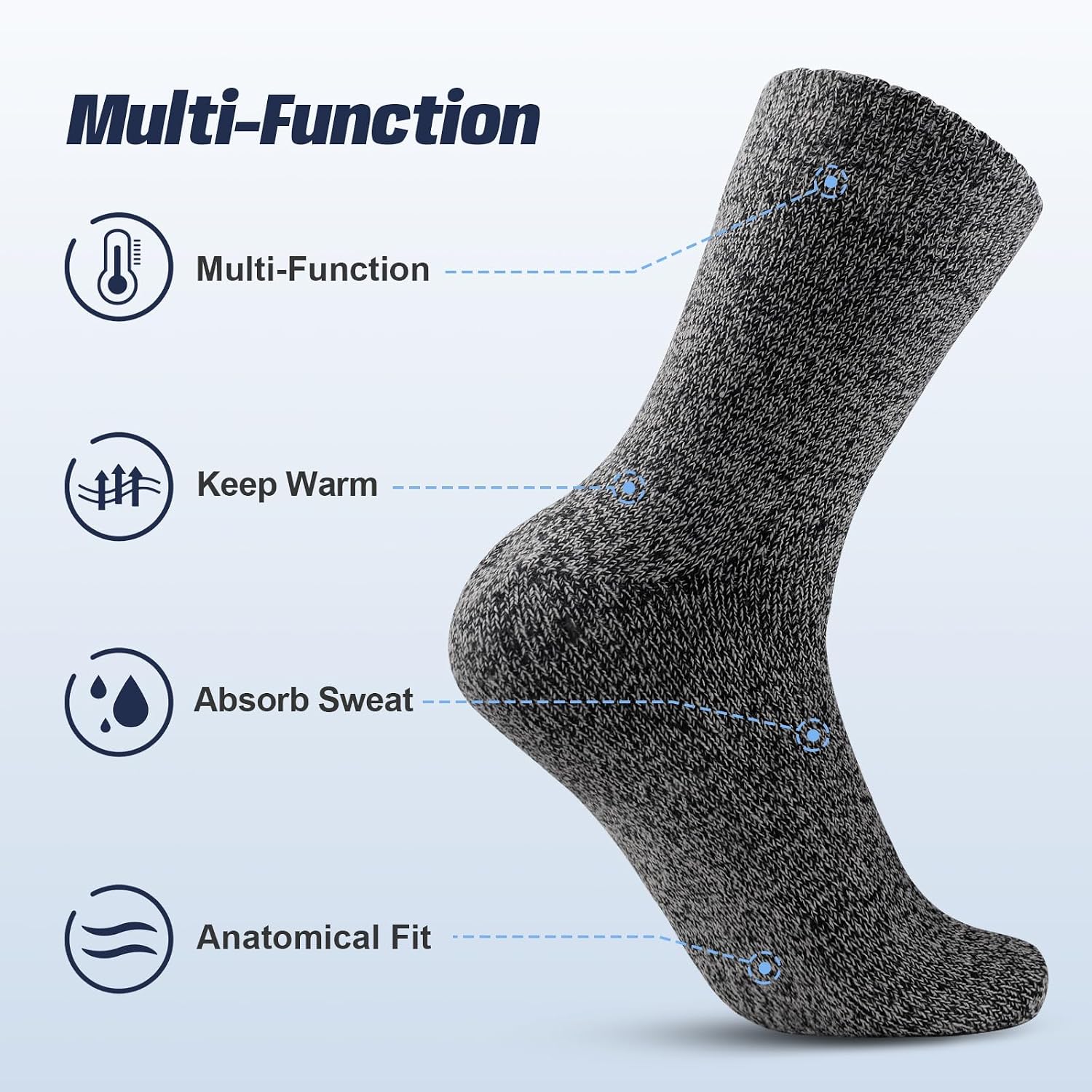 Detalle 2 de SIHOHAN Merino Wool Socks Mens Thermal Socks 5 Pairs