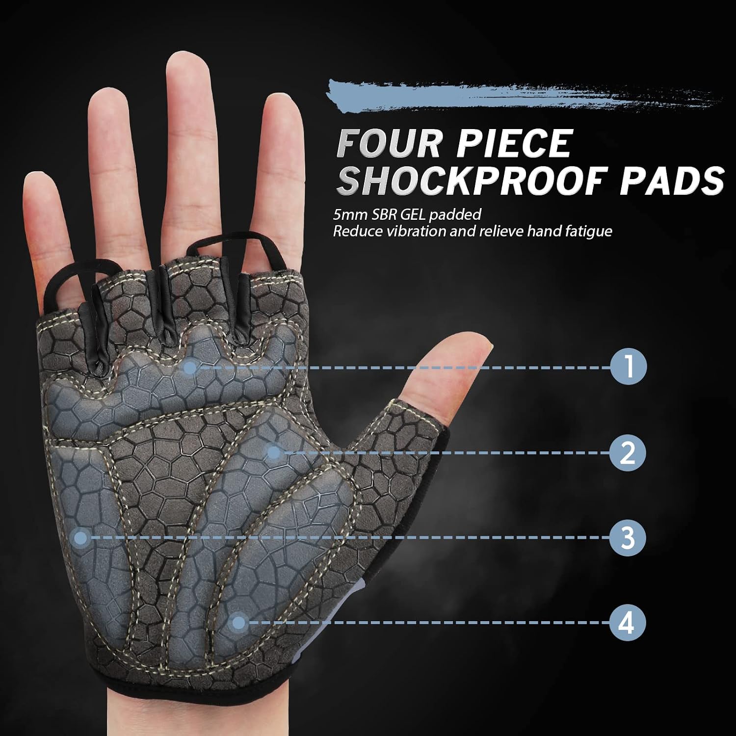 Detalle 2 de HTZPLOO Bike Gloves for Men and Women with Anti-Slip Padding and Shock Absorption