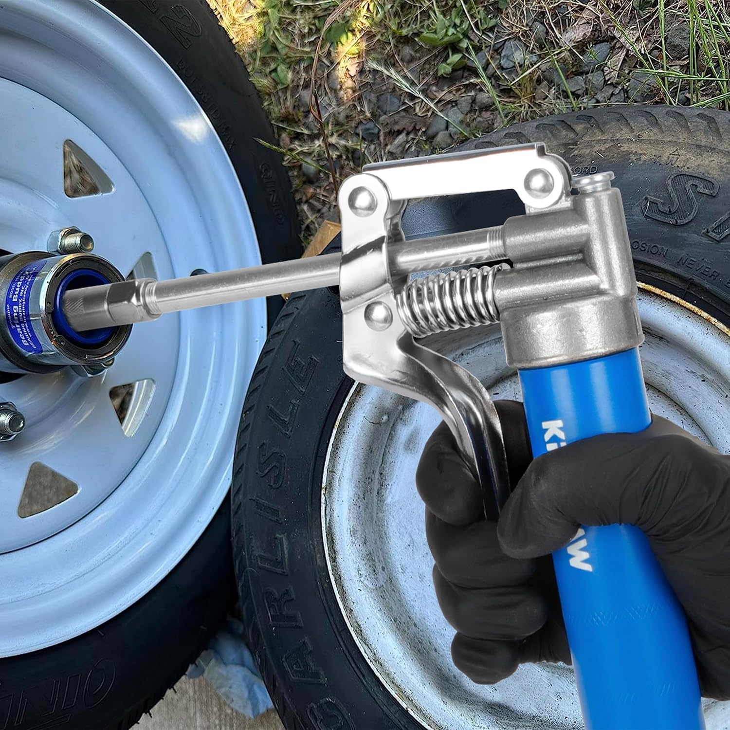 Thumbnail 4 de KRETLAW Mini Grease Gun (3000 PSI) with Double 3oz Cartridges, 12" Flex Hose & Reinforced Coupler
