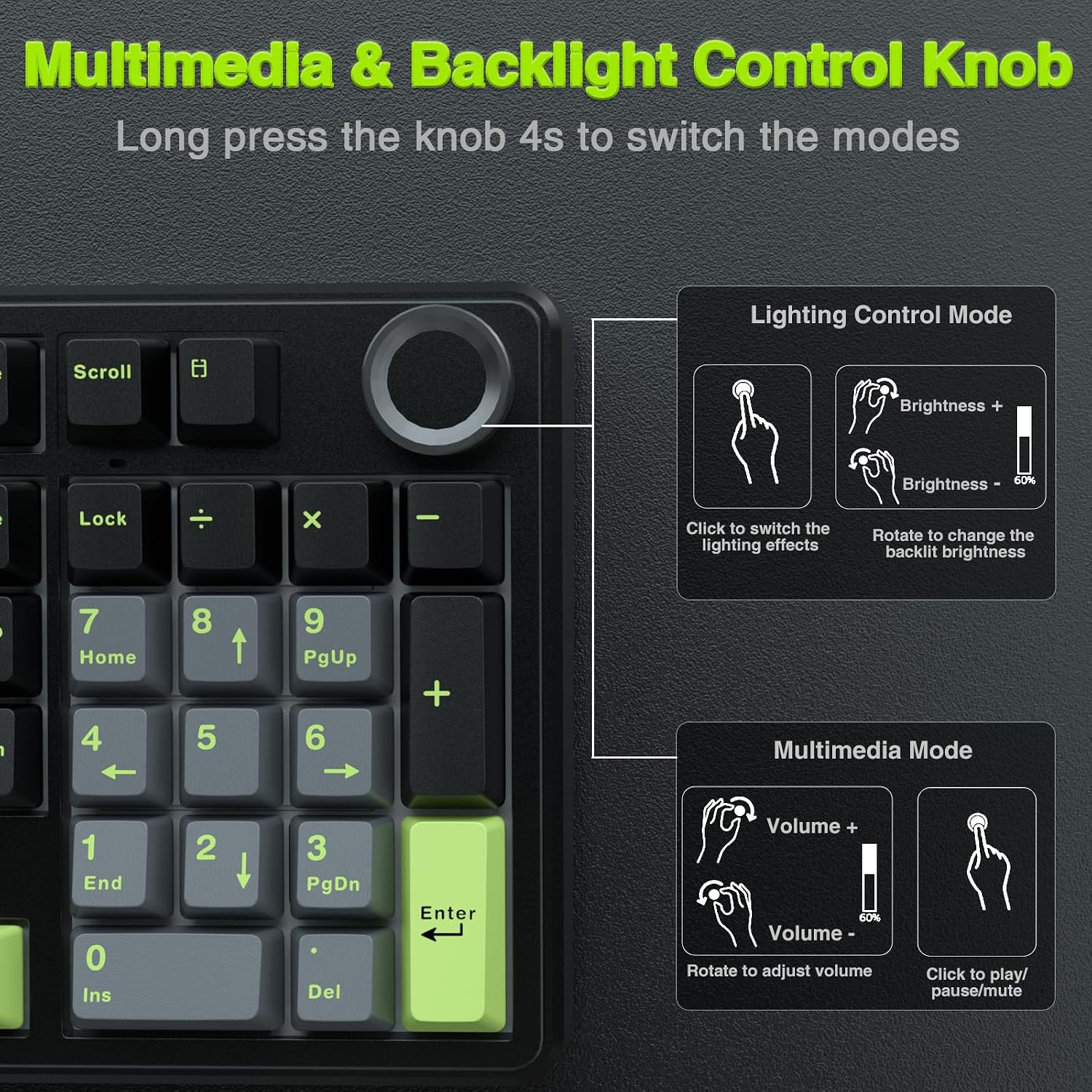 Thumbnail 4 de AULA F99 Pro Wireless Mechanical Keyboard with Knob (Tri-Mode BT5.0/2.4GHz/USB-C, Hot-Swappable) — Creamy Sound + RGB