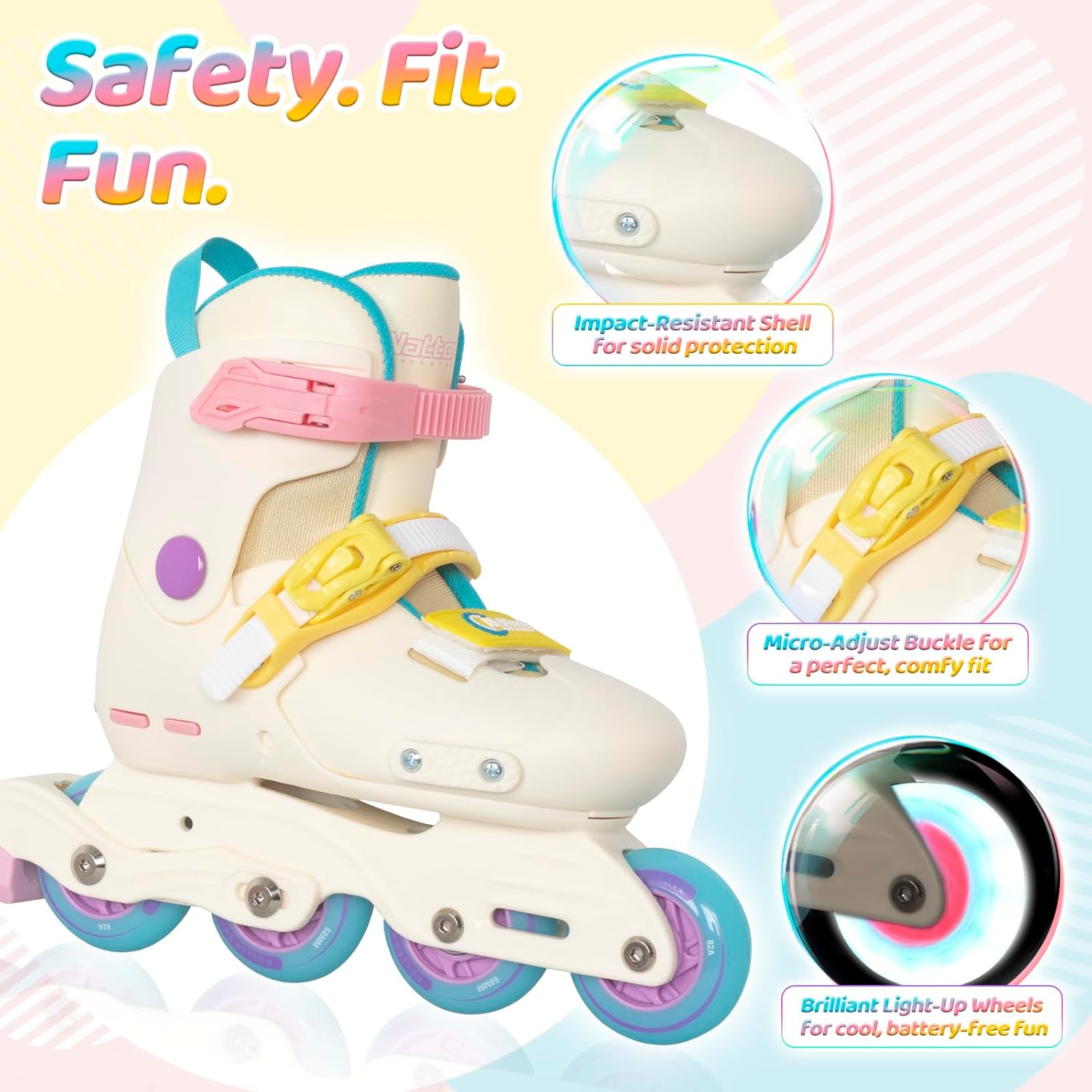 Thumbnail 1 de Nattork Inline Skates for Kids and Teens (4-16), Adjustable 4-Size Fit, High-Performance PU Wheels