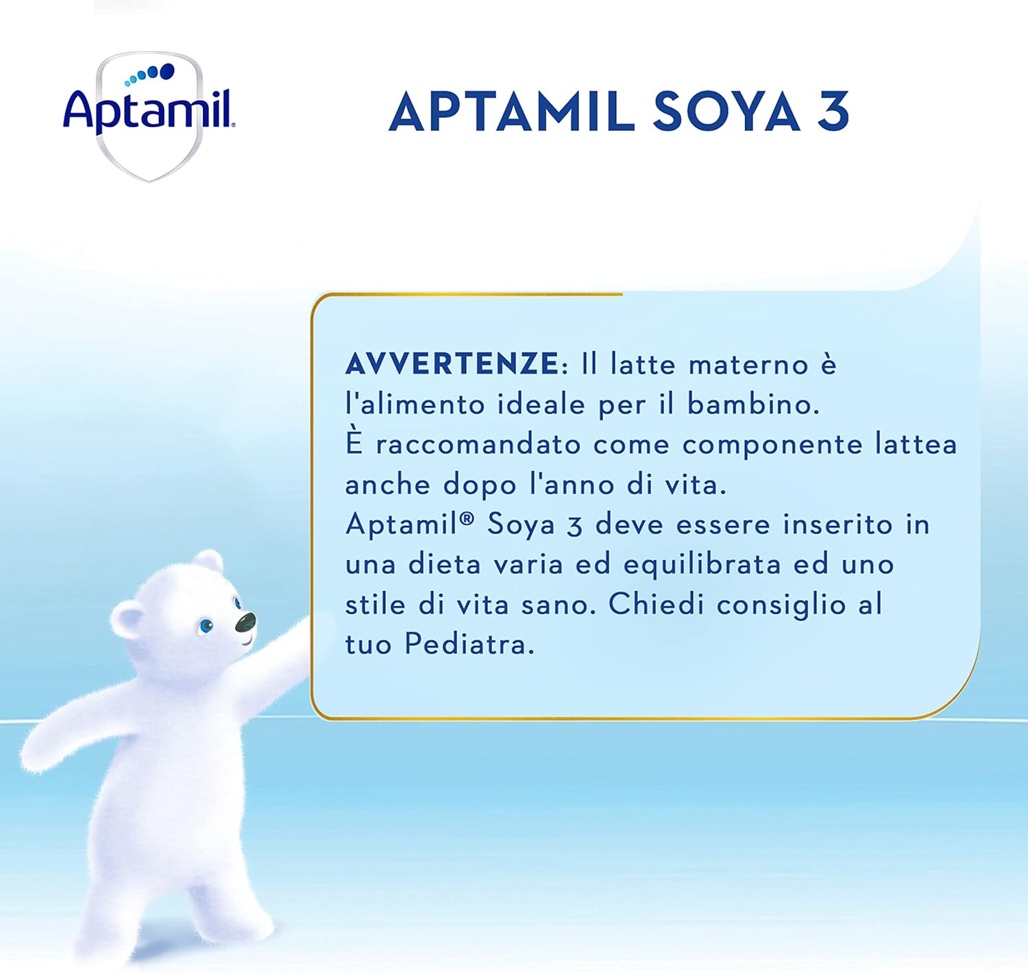 Detalle de APTAMIL Soya 3 - Alimento liquido senza lattosio per bambini (6 L) a base di proteine isolate di soia