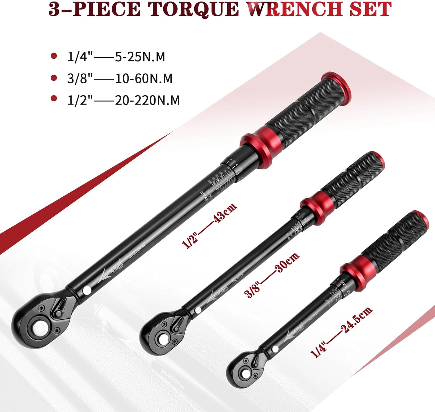 Thumbnail 1 de Clé dynamométrique AEROFORCE avec cliquet réversible et 3 plages (1/4", 3/8", 1/2")