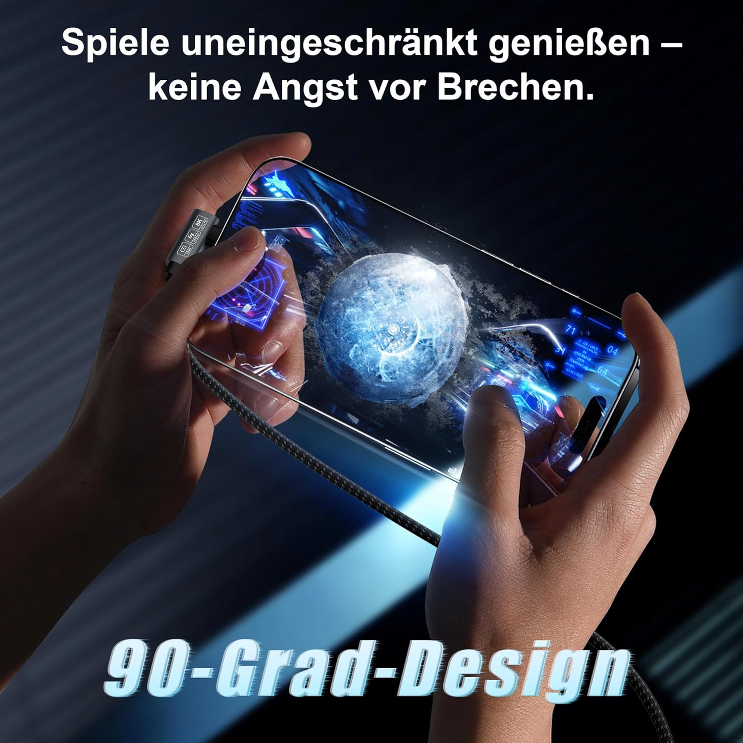 Thumbnail 5 de EUDOBEL 240W USB‑C Verlängerung 0,5 m mit 90° Winkel (USB‑C 3.2 Gen 2×2, bis 20 Gbit/s, 8K@30 Hz)