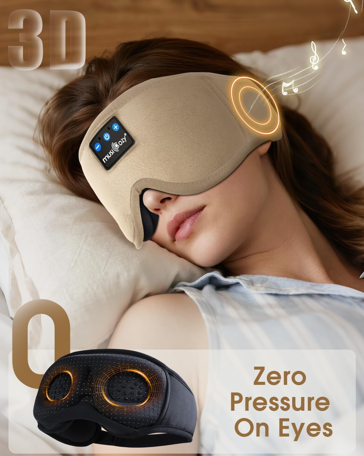 Thumbnail 2 de MUSICOZY 3D Bluetooth Sleep Mask Headphones (100% blockout sleep mask) with Bluetooth 5.4 and up to 16H play